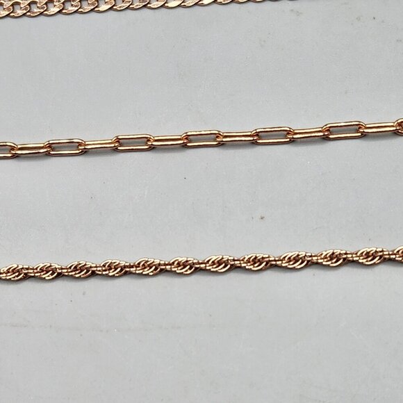 Rose Gold Tone Sterling Silver Bracelet Set 4 Chains Heart Charms 925 Italy NEW - Picture 6 of 12